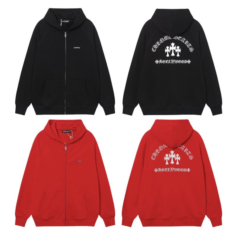 Chrome Hearts Triple Cross Script Sleeve Zip Up Hoodie 7019