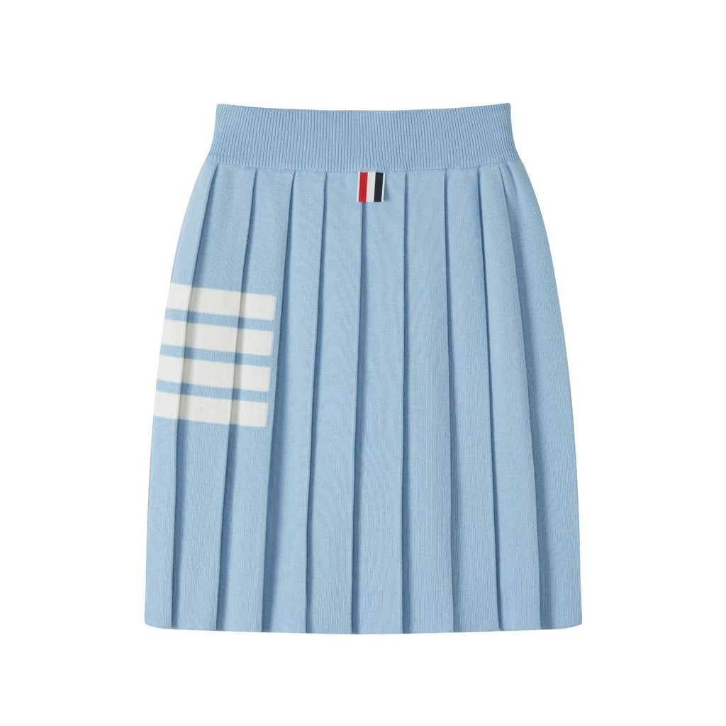 Women's 4-Bar Knitted Pleated Midi Skirt | Thom Browne