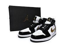 Nike Air Jordan 1 Mid Patent Black White Gold Reps Sneaker  852542-007