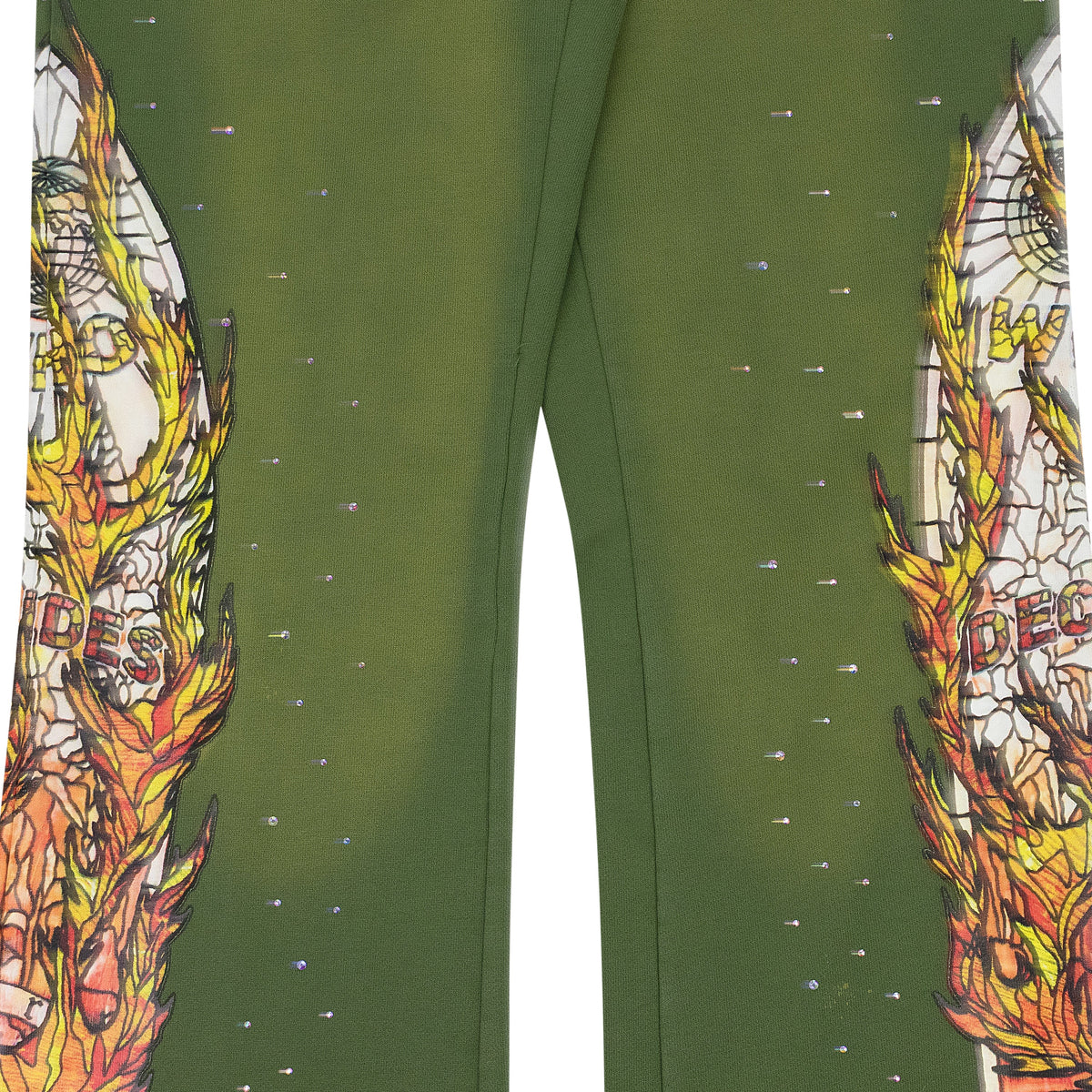 GREEN FLAME GLASS SWEATPANTS