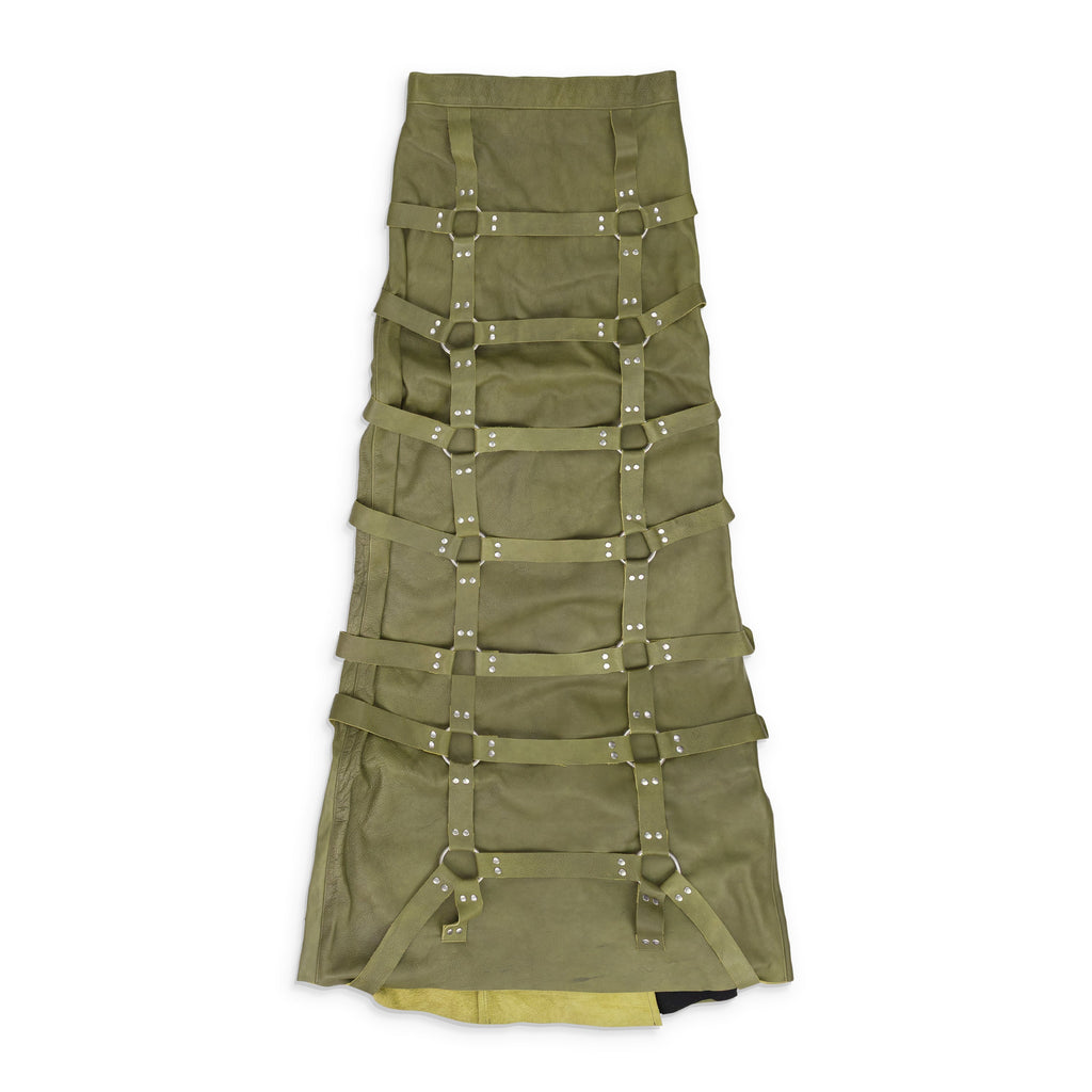 GREEN GRID BONDAGE MAXI SKIRT