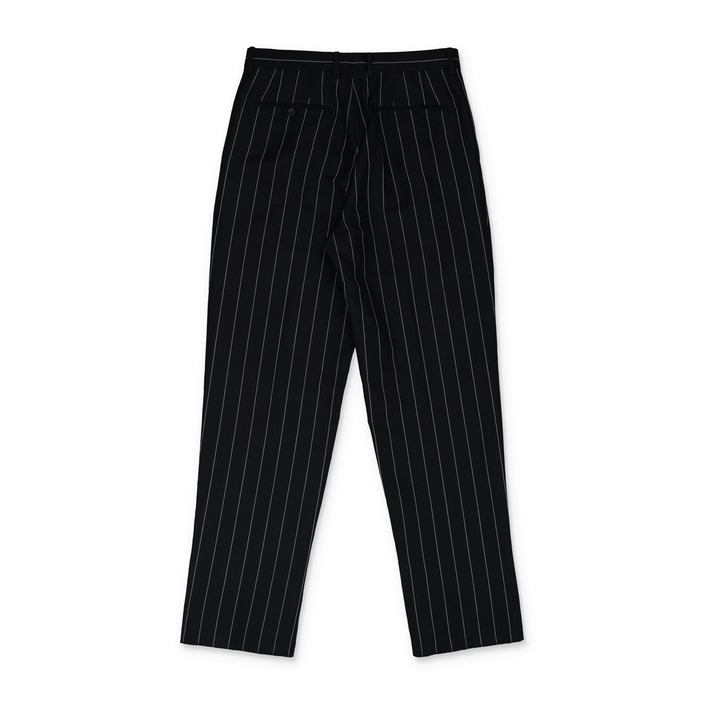 Black Double Pleated Pinstripe Trousers