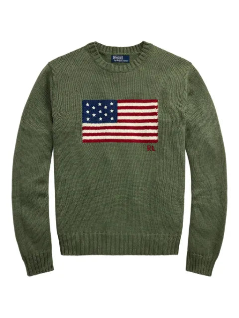 Polo Ralph Lauren flag-embroidered crewneck sweater