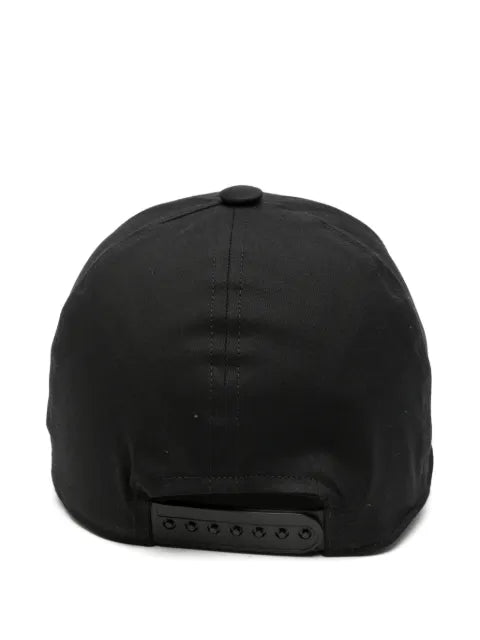 Rick Owens Tower black poplin baseball cap with bead embroidery