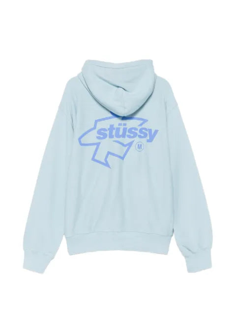 Stüssy garment-dyed logo-print zip-up hoodie