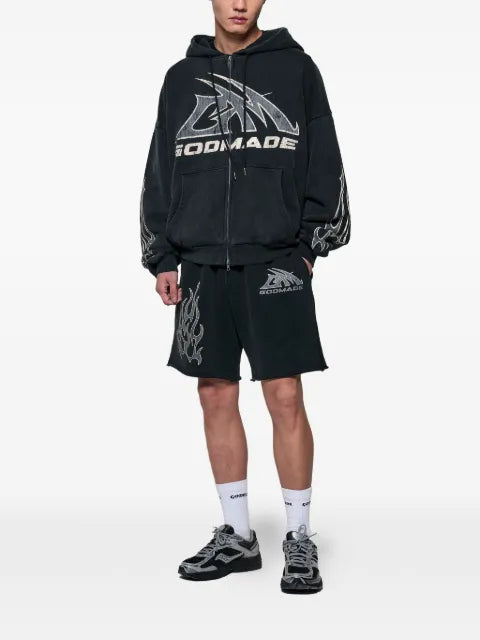GODMADE logo-print zip-up hoodie
