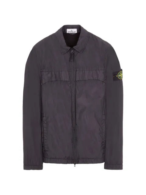 Stone Island logo-patch zip-up overshirt