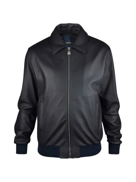 Billionaire logo-plaque leather jacket