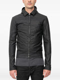 Ma+ detachable-hood leather jacket