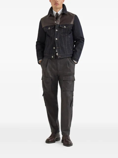 Brunello Cucinelli paneled no-fade denim four-pocket jacket