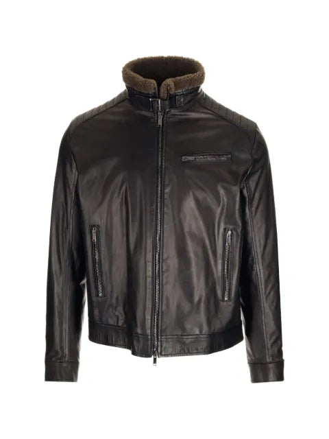 Al Duca D’Aosta 1902 quilted-shoulder leather jacket