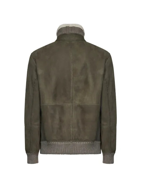 Brunello Cucinelli suede curly shearling bomber jacket