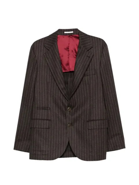Brunello Cucinelli pinstripe peak-lapel blazer