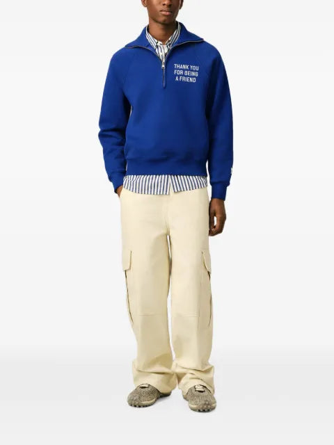 AMI Paris Zipped cotton "Thank you for being a friend" sweatshirt