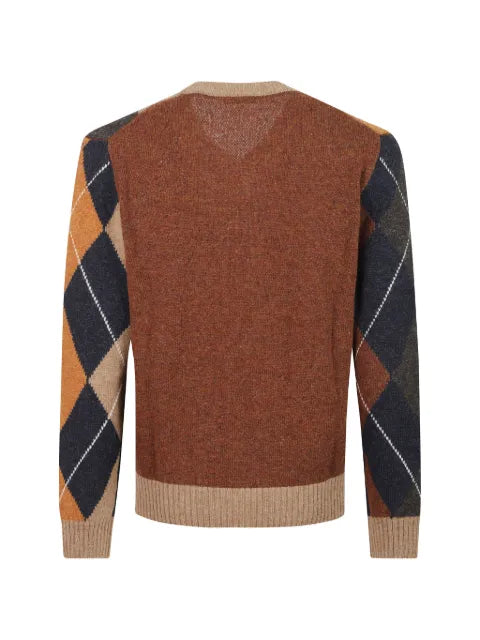 Fay argyle-knit V-neck sweater