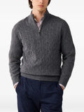 Hackett London cable-knit quarter-zip knit