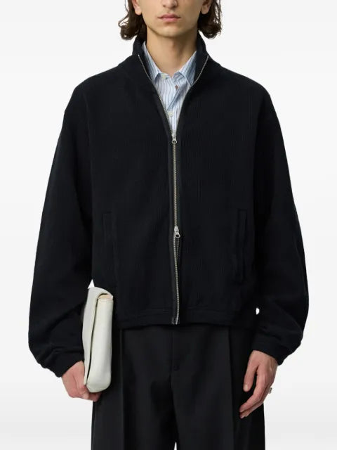 mfpen ribbed-knit zip-up sweater