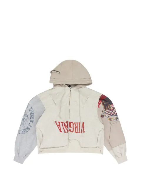 PROTOCOL INDEX patchwork distressed hoodie