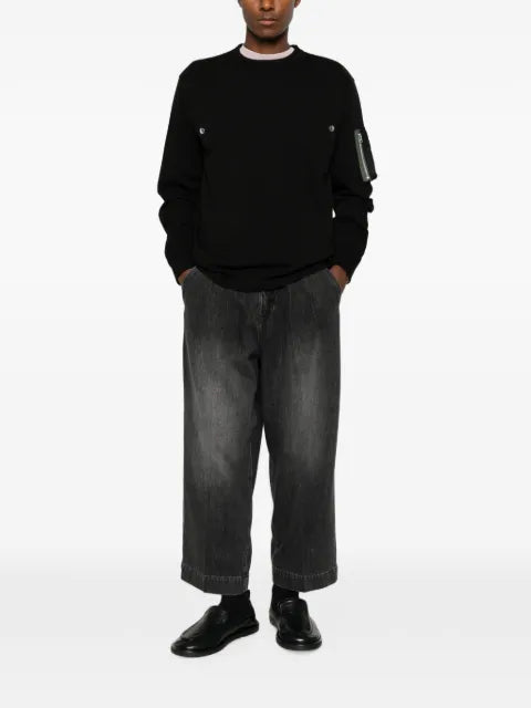 sacai zip-pocket long-sleeve sweater