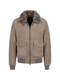 Moorer Antenore shearling-collar suede jacket