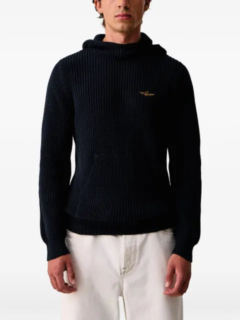 Aeronautica Militare ribbed-knit hoodie