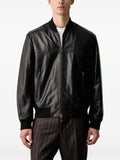 Armani Exchange logo-embossed leather bomber jacket