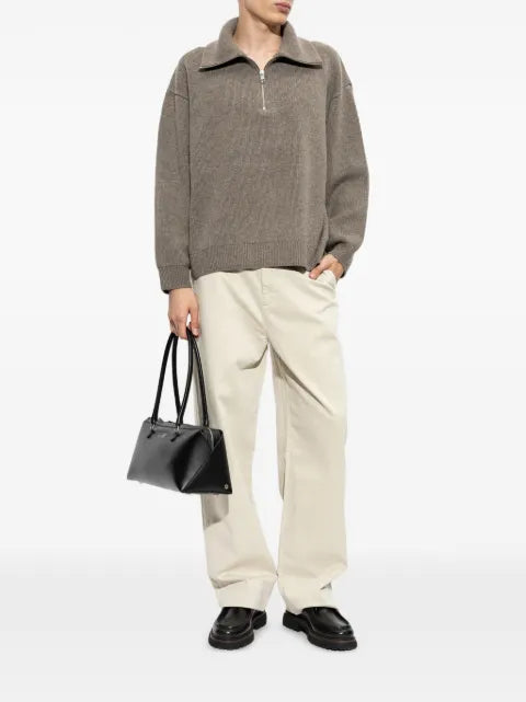 FRAME Retro ribbed-knit half-zip sweater