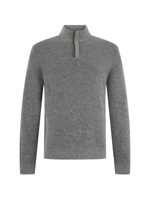 slowear ribbed-knit half-zip sweater