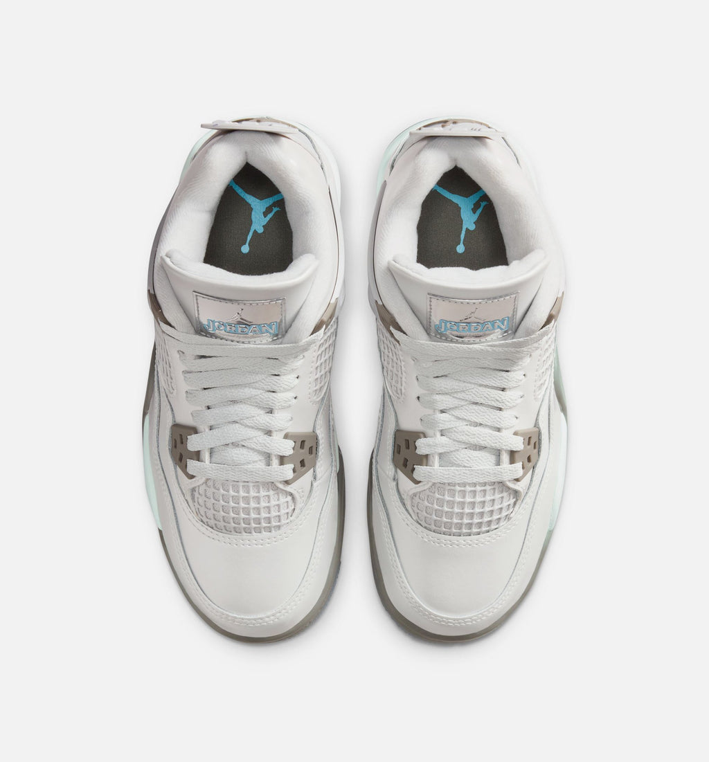 Air Jordan 4 Retro Blue Chill Grade School Lifestyle Shoes - Photon Dust/Blue Chill/Flat Pewter/White/Blue Tint