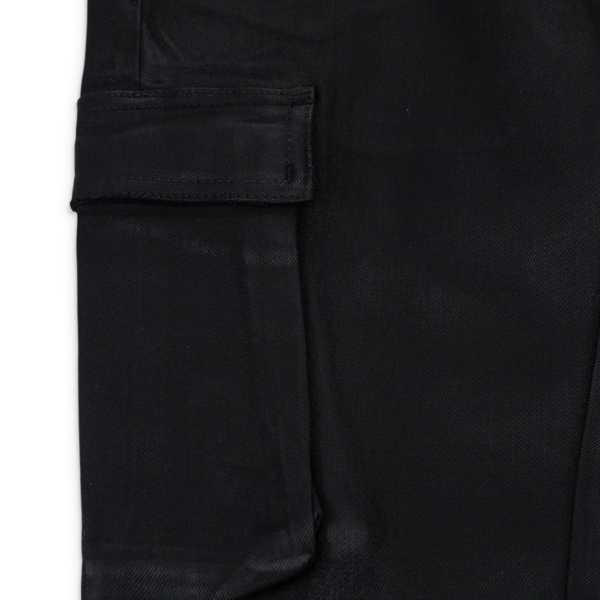Black Coated Cargo Flare Jeans
