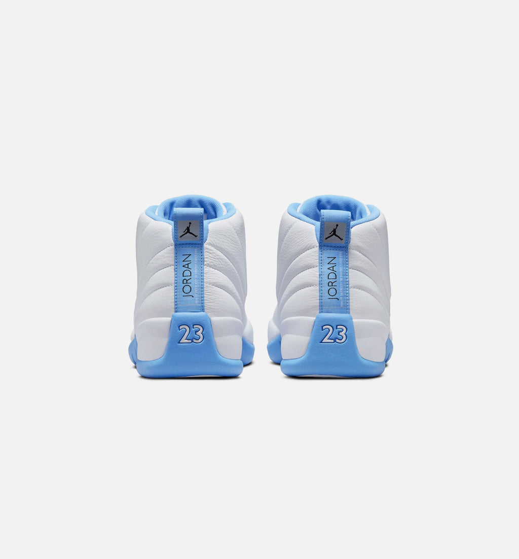 Air Jordan 12 Retro White and University Blue Men's Lifestyle Shoe – White/University Blue/Metallic Silver