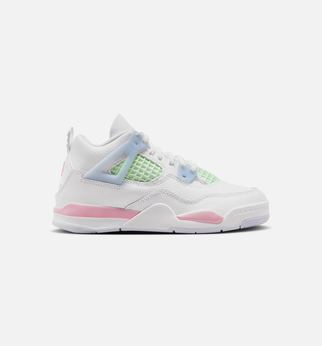 Air Jordan 4 Retro Medium Soft Pink | Preschool Lifestyle Shoe | White/Medium Soft Pink/Half Blue
