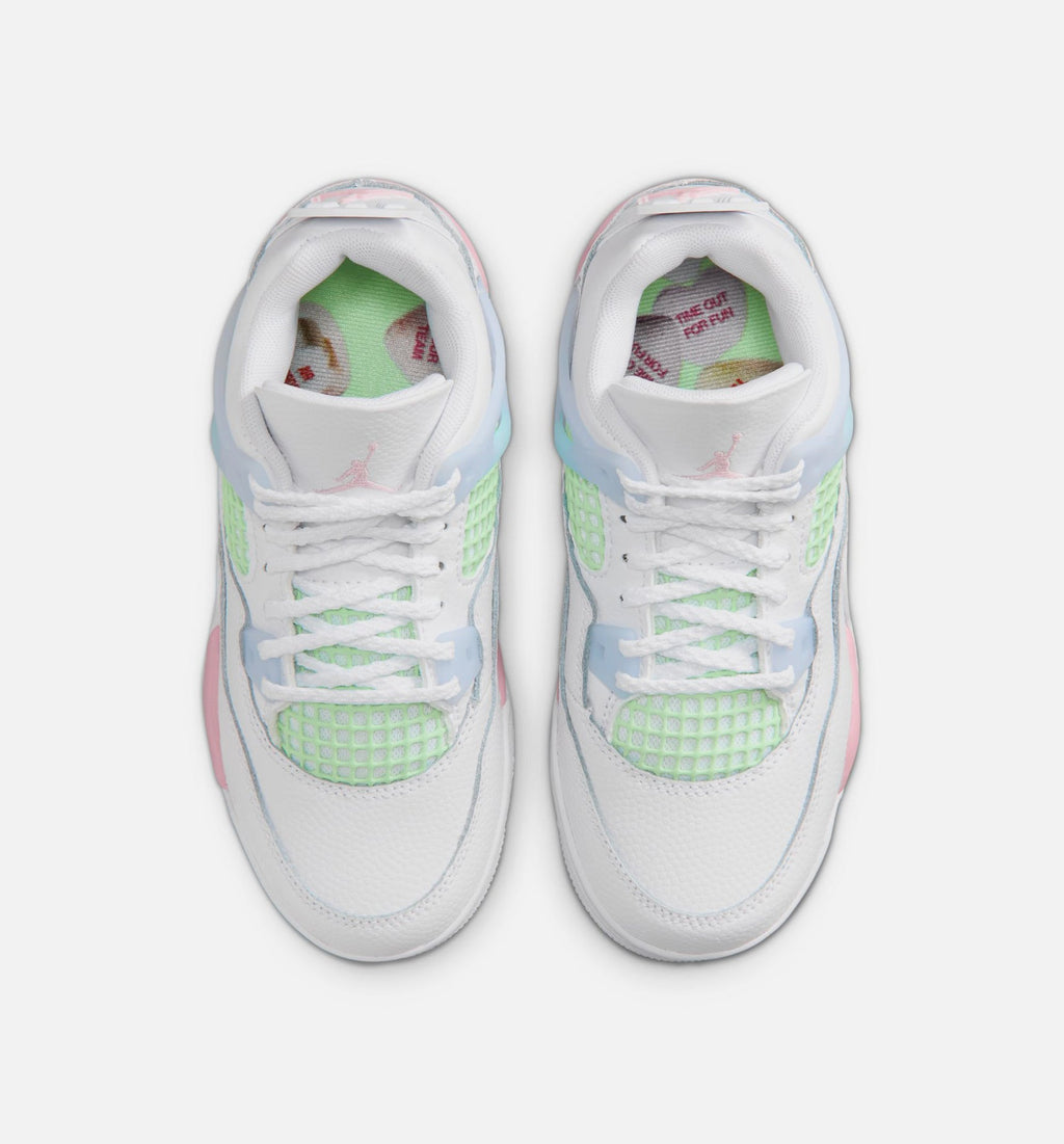 Air Jordan 4 Retro Medium Soft Pink | Preschool Lifestyle Shoe | White/Medium Soft Pink/Half Blue