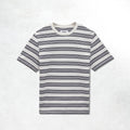 Wax London Dean SS Tee Textured Stripe: Ecru / Navy