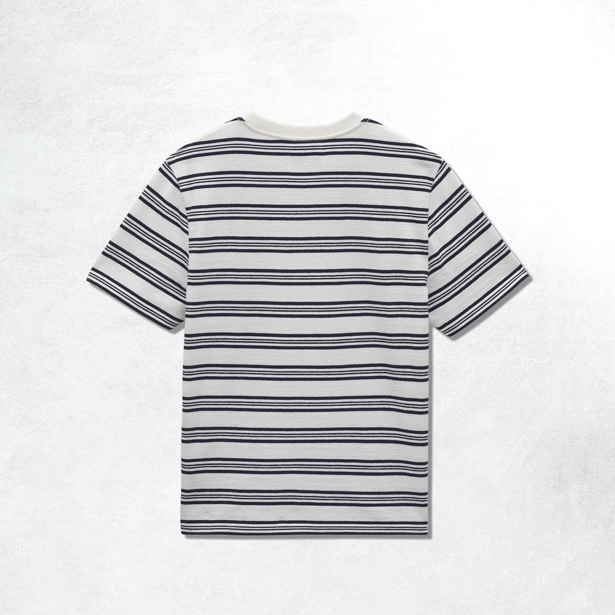 Wax London Dean SS Tee Textured Stripe: Ecru / Navy