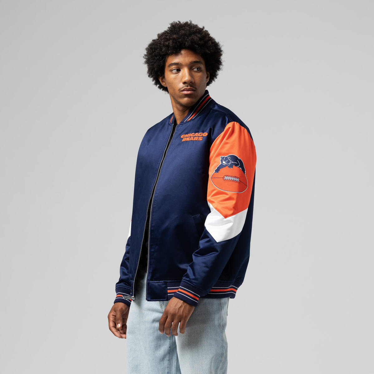 M&N NFL Vintage Chicago Bears Throw It Back Heavyweight Satin Jacket