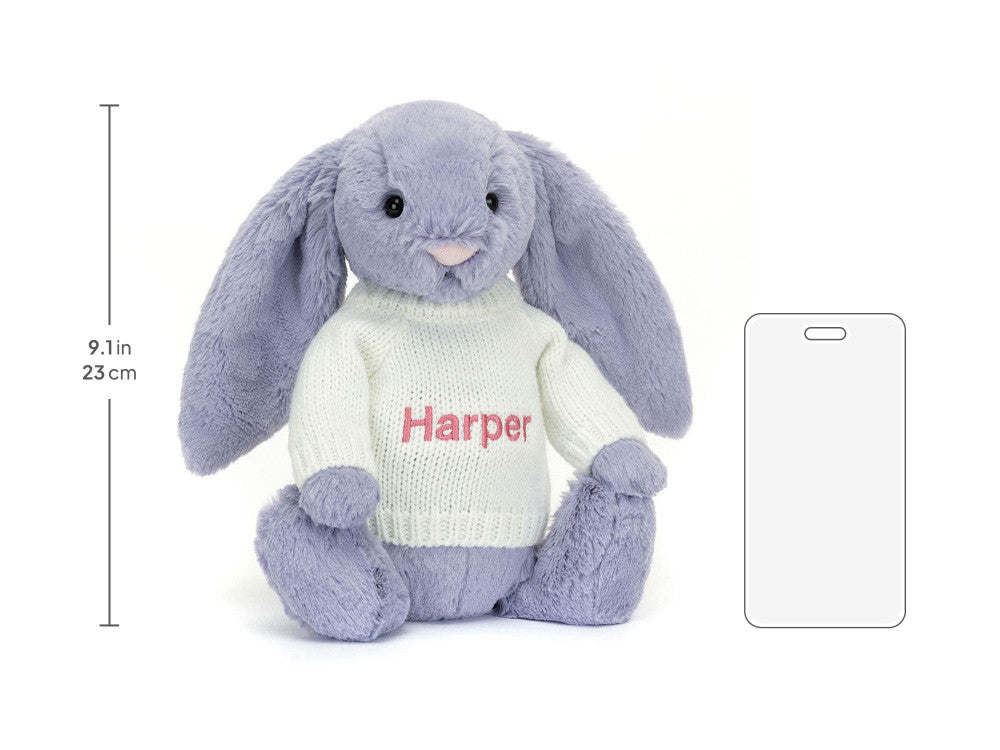 Bashful Viola Bunny with Personalized Cream Jumper
