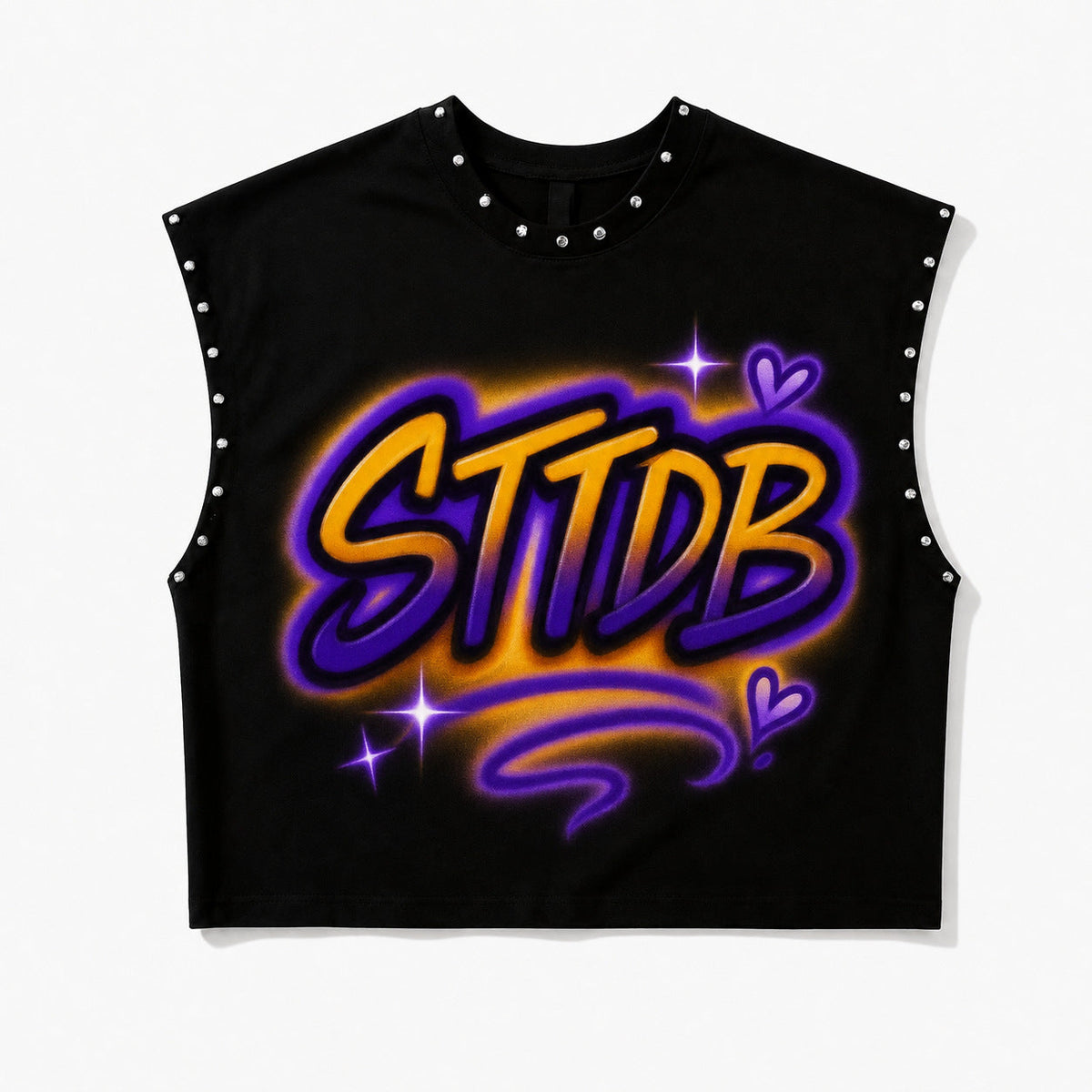Cropped Graphic Rivet Sleeveless Tank Top Y2K Streetwear Multi‑Style