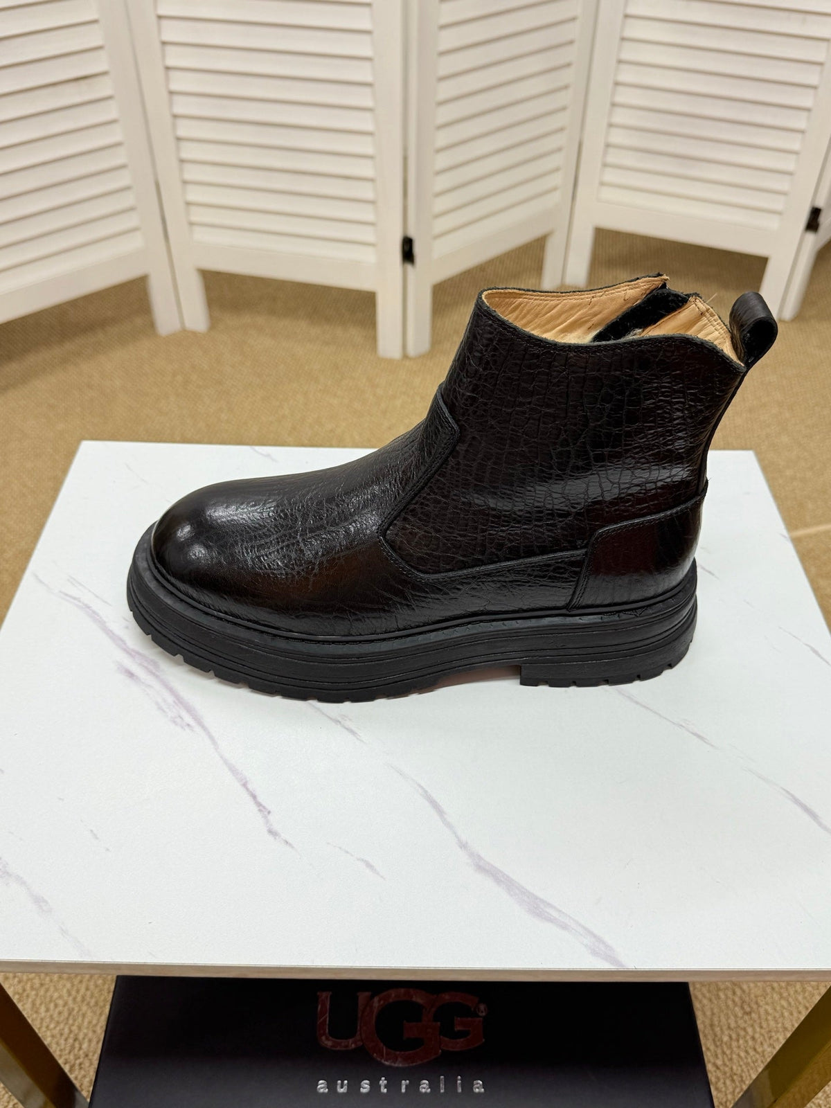 UGG Black Leather Chelsea Boots