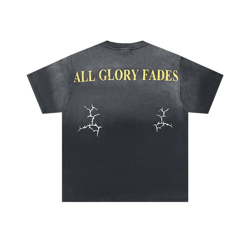 VALE USA All Glory Fades Washed Black Graphic T-Shirt