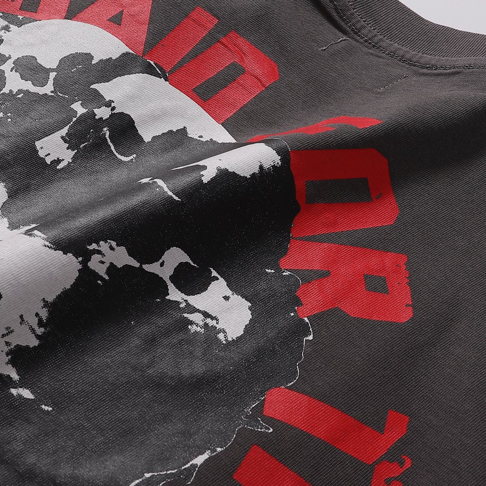 Rough Play Dark Gray Skull City Graphic T-Shirt