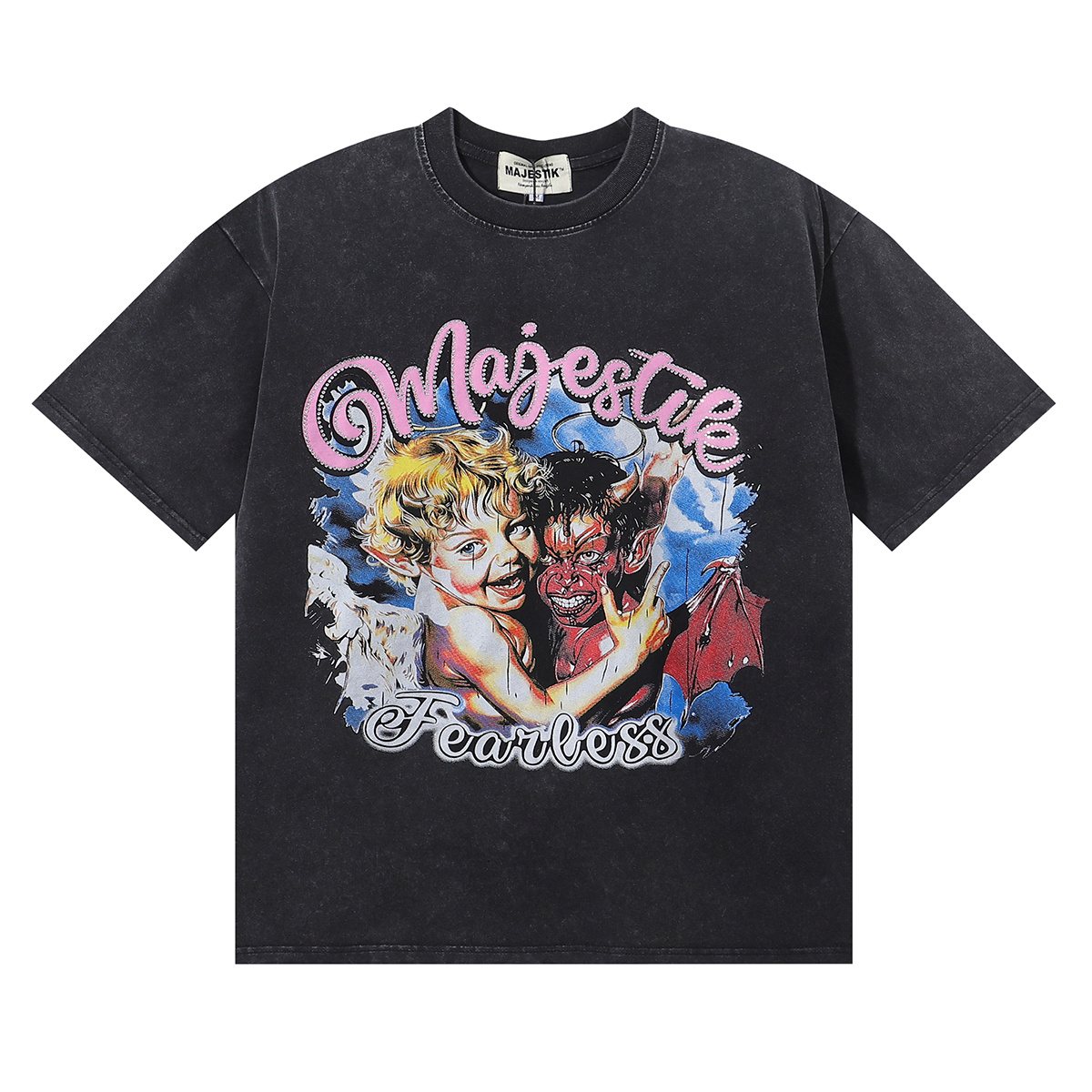 MAJESTIK We Are Friend Rhinestone Graphic T-Shirt