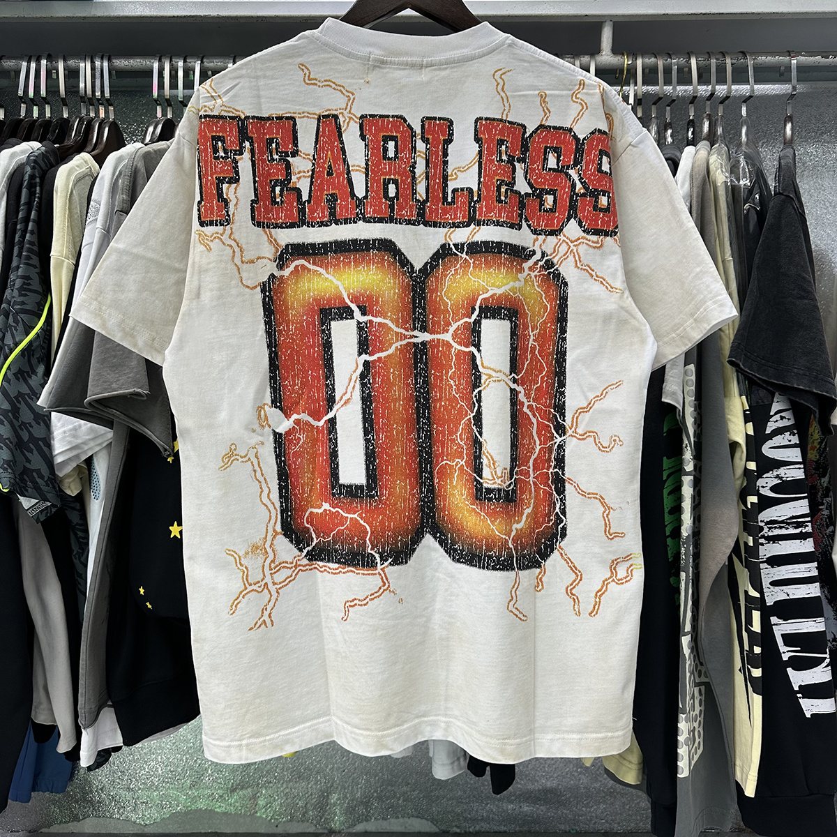 MAJESTIK Fearless 00 Football Bear Graphic T-Shirt