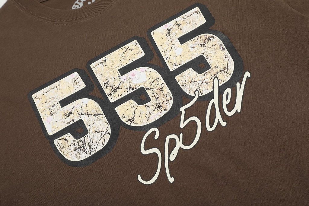 Sp5der Distressed Graphic T-Shirt