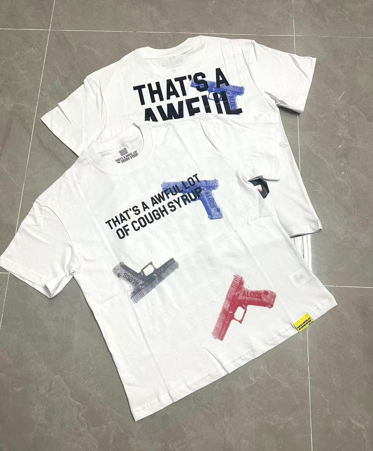 THAT'S A AWFUL LOT OF COUGH SYRUP Pistol Graphic Short-Sleeve T-Shirt
