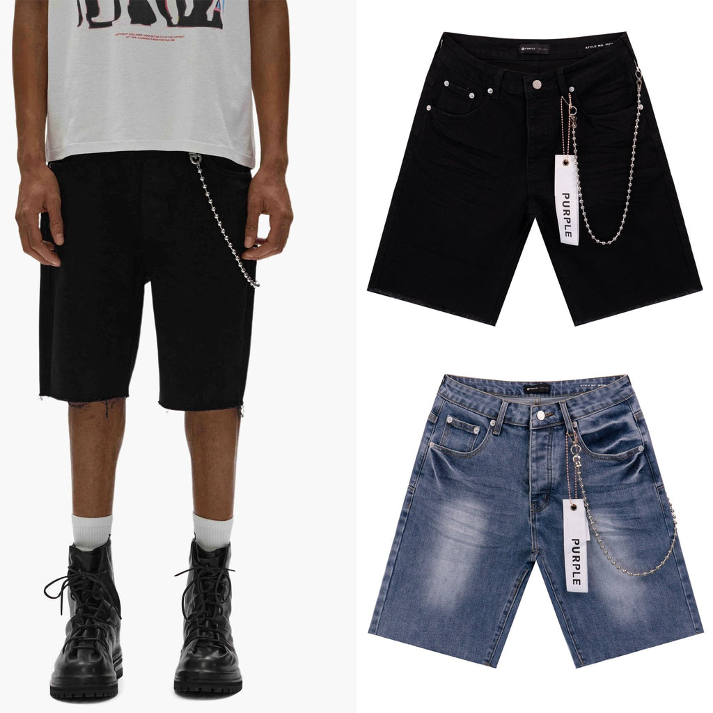 Purple Brand Chain Detail Denim Shorts