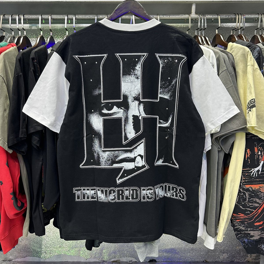 Life Hustlere Scarface Portrait Graphic Color-Block T-Shirt