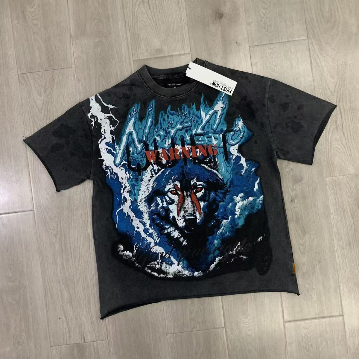 FIRST ROW Warning Not So Quiet Wolf Cropped T-Shirt