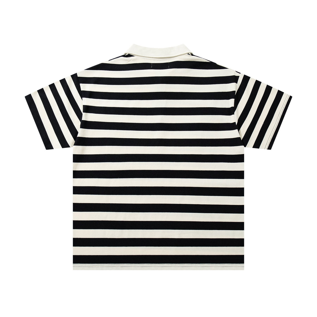 MAJESTIK Skull Graphic Striped Zip-Collar T-Shirt
