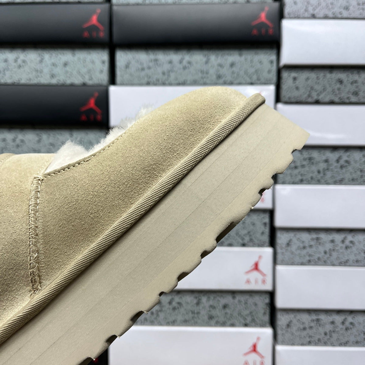 UGG Tazz Lace Platform Slipper – Suede Mule with Deep UGGplush Shearling Lining, Tonal Stitching & Sugar Sole² Platform in Sand